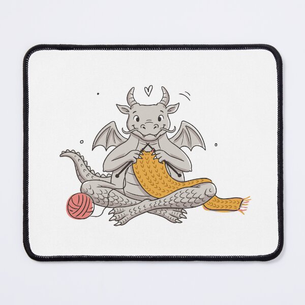 Item preview, Cute Dragon Knitting Illustration - Chubby Dragon Crafting Scarf Graphic Vector & Sticker Design designed and sold by BobaTeeStore.