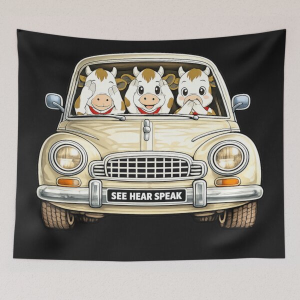 Item preview, Cows three wise moo cows in a car designed and sold by JamesDunican.