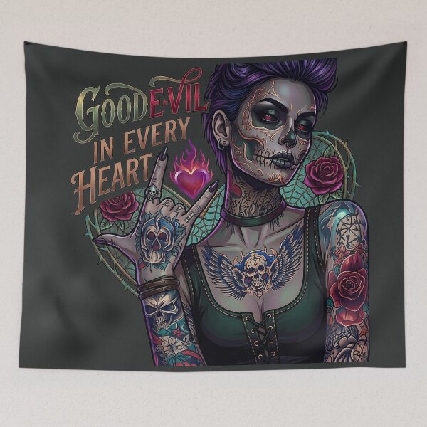 Item preview, Purple Hair Woman Showing Horns designed and sold by Voodoo Store Paranormal Collections.
