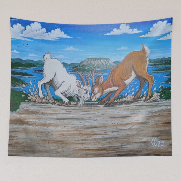 Item preview, CRISCO and Caramel the Deer play King of the Hill  designed and sold by Matt Starr Fine Art .