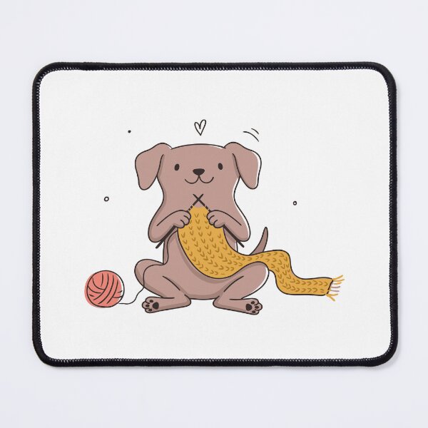 Item preview, Cute Dog Knitting Illustration - Chubby Dog Crafting Scarf Graphic Vector & Sticker Design designed and sold by BobaTeeStore.