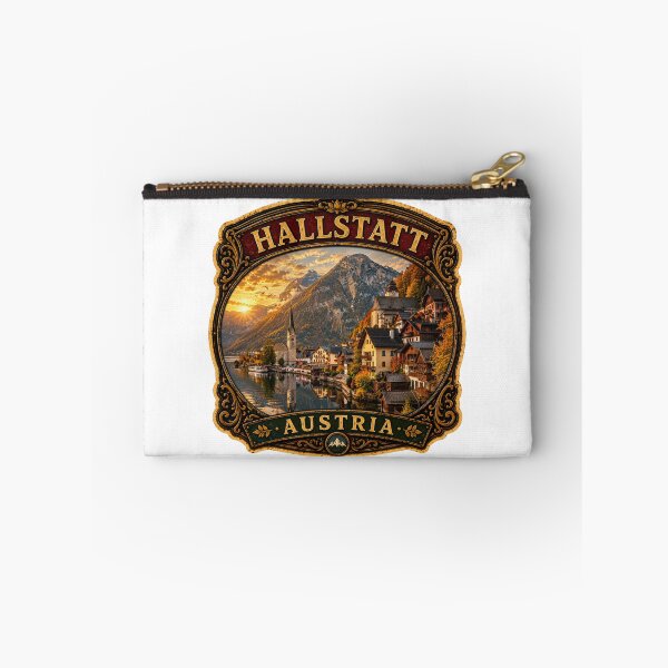 Item preview, Hallstatt Austria Vintage Travel Badge Sticker | Alpine Lake Village Retro Souvenir designed and sold by DreamPaw Studio.