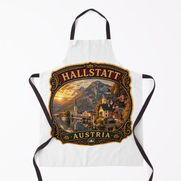 Item preview, Hallstatt Austria Vintage Travel Badge Sticker | Alpine Lake Village Retro Souvenir designed and sold by DreamPaw Studio.