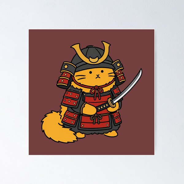Item preview, Cute Samurai Cat Sticker Design designed and sold by MonkiFlipp.