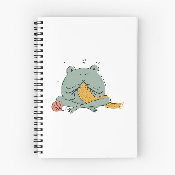Item preview, Cute Frog Knitting Illustration - Chubby Frog Crafting Scarf Graphic Vector & Sticker Design designed and sold by BobaTeeStore.