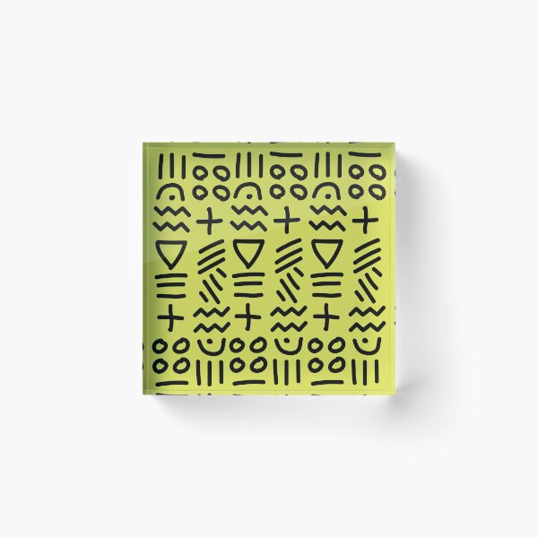 Item preview, African Bogolan Geometric Pattern - Lime Green & Black designed and sold by Wolagno.