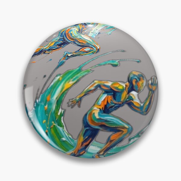 Item preview, 2Dynamic Abstract Fluid Runner in Full Sprint with Exploding Paint Splash and Kinetic Energy Trails - Oil Painting Style designed and sold by Kinetics-Art.
