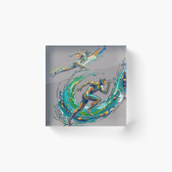 Item preview, 2Dynamic Abstract Fluid Runner in Full Sprint with Exploding Paint Splash and Kinetic Energy Trails - Oil Painting Style designed and sold by Kinetics-Art.