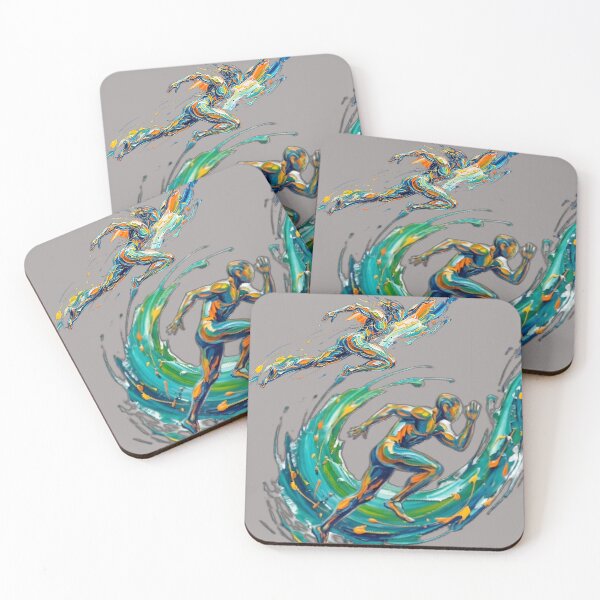 Item preview, 2Dynamic Abstract Fluid Runner in Full Sprint with Exploding Paint Splash and Kinetic Energy Trails - Oil Painting Style designed and sold by Kinetics-Art.