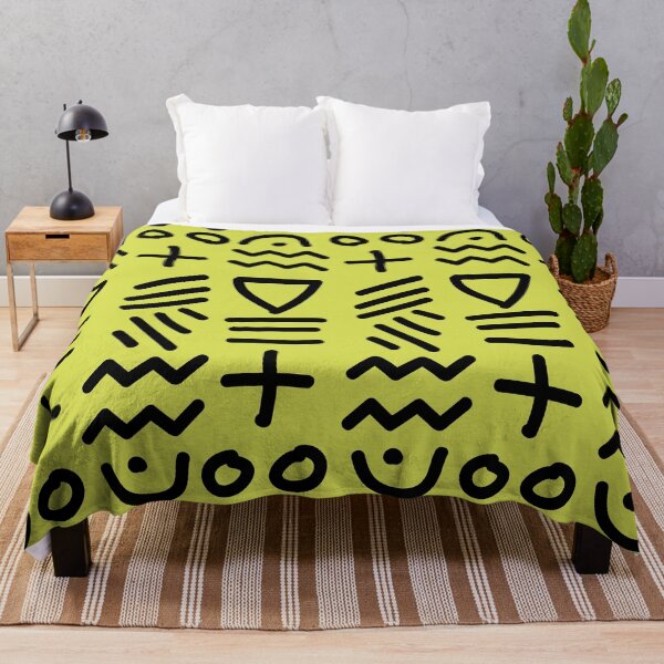 Item preview, African Bogolan Geometric Pattern - Lime Green & Black designed and sold by Wolagno.