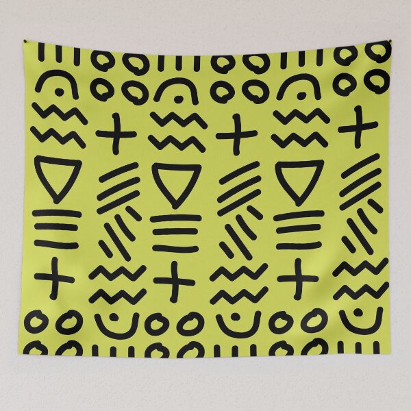 Item preview, African Bogolan Geometric Pattern - Lime Green & Black designed and sold by Wolagno.