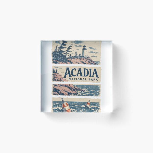 Item preview, Retro Acadia National Park Screen Print Style designed and sold by VisualArtsOasis.