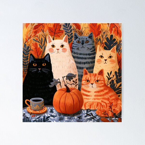Item preview, Cozy Autumn Cats & Pumpkin – Whimsical Fall Feline Storybook Illustration designed and sold by KAM-KAM-STORE.