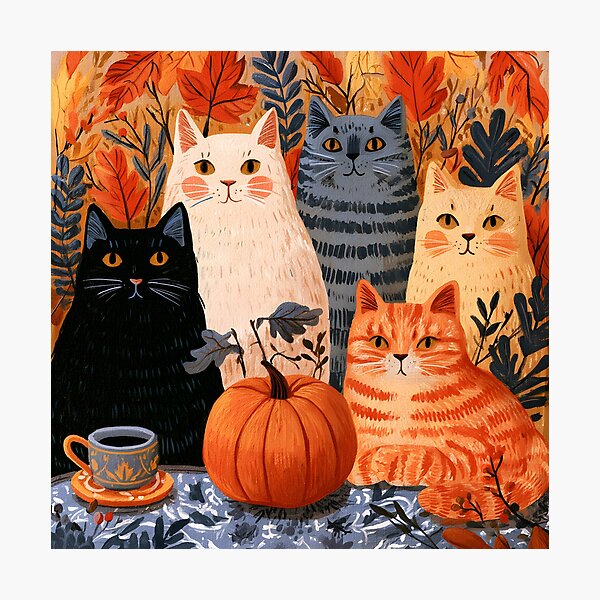 Item preview, Cozy Autumn Cats & Pumpkin – Whimsical Fall Feline Storybook Illustration designed and sold by KAM-KAM-STORE.