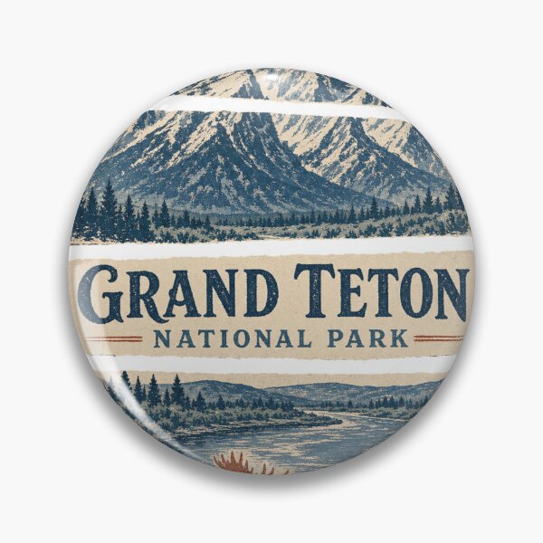 Item preview, Vintage Grand Teton National Park Illustration designed and sold by VisualArtsOasis.