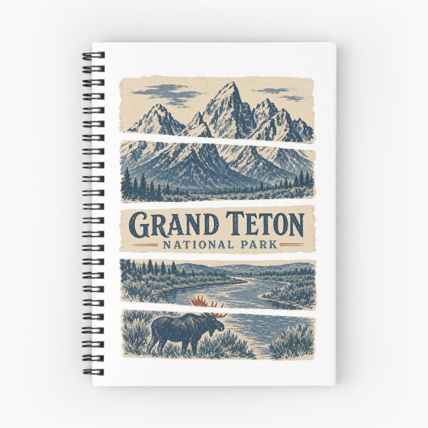 Item preview, Vintage Grand Teton National Park Illustration designed and sold by VisualArtsOasis.