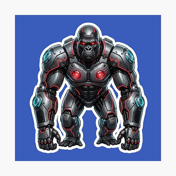 Item preview, Cybernetic Gorilla Sticker 1 | Futuristic Robot Ape | Sci-Fi Mecha Gorilla | AI Android Beast | Cyberpunk Robot Animal Art designed and sold by Bhaskar Digital Art.