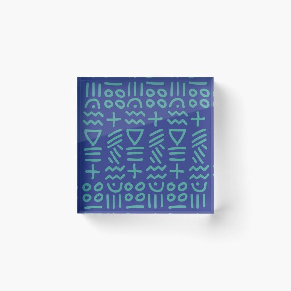 Item preview, African Bogolan Geometric Pattern - Lime green & Blue designed and sold by Wolagno.