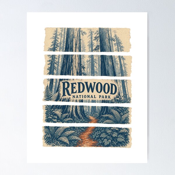 Item preview, Vintage Redwood National Park Illustration designed and sold by VisualArtsOasis.