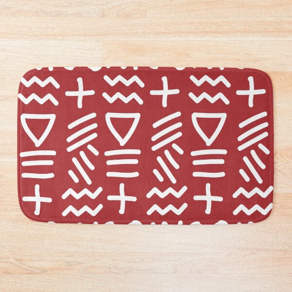 Item preview, African Bogolan Geometric Pattern - Lime white & red designed and sold by Wolagno.