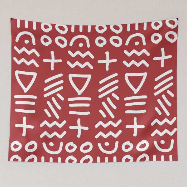 Item preview, African Bogolan Geometric Pattern - Lime white & red designed and sold by Wolagno.