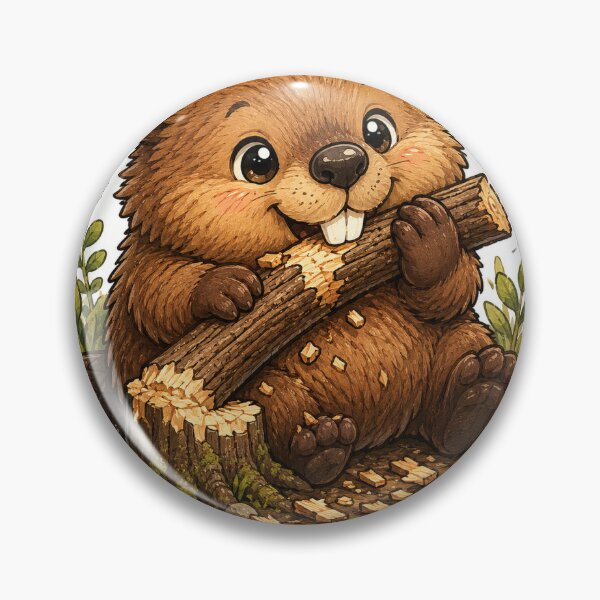Item preview, Hardworking Beaver with Wooden Log designed and sold by InkPixell.