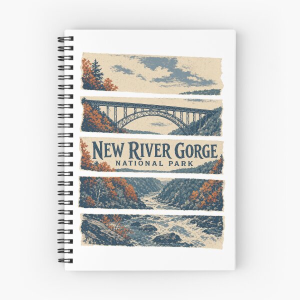 Item preview, Retro New River Gorge National Park Screen Print Style designed and sold by VisualArtsOasis.