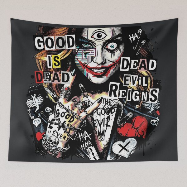 Item preview, Crazy Harlequin Woman Newspaper Collage designed and sold by Voodoo Store Paranormal Collections.