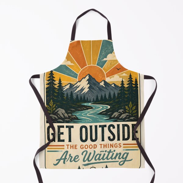 Item preview, Get Outside Retro Mountain Badge designed and sold by Drift Pattern Studio.