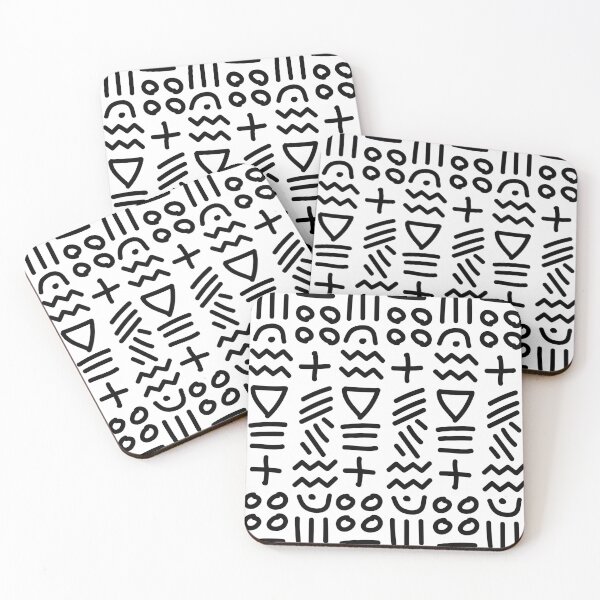 Item preview, African Bogolan Geometric Pattern - Lime Black & white designed and sold by Wolagno.