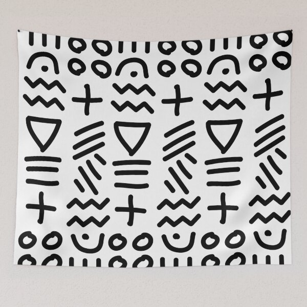 Item preview, African Bogolan Geometric Pattern - Lime Black & white designed and sold by Wolagno.