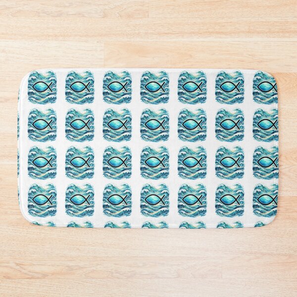 Item preview, Fish (Ichthys) logo with watercolor ocean waves designed and sold by DVerse Studio.