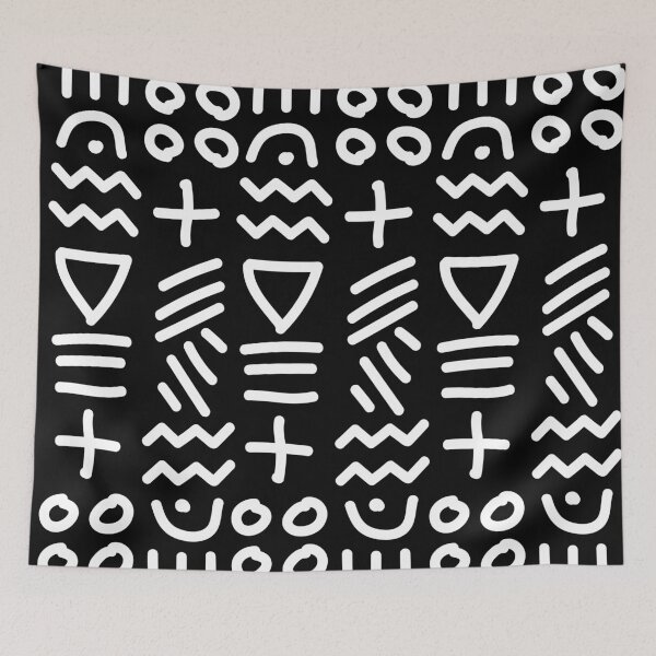 Item preview, African Bogolan Geometric Pattern - Lime White & Black designed and sold by Wolagno.
