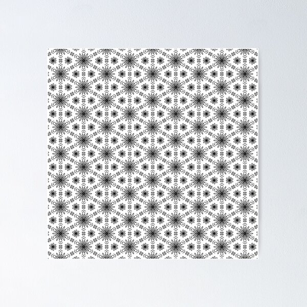 Item preview, Elegant Black and White Floral Geometric Pattern designed and sold by Sasitee.