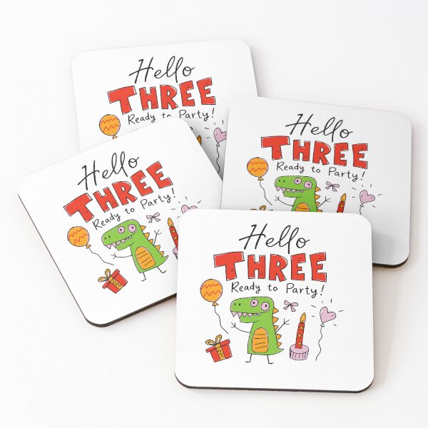Item preview, Hello Three Ready to Party 3rd Birthday Cute Dinosaur Kids T-Shirt | Three-Rex Toddler Dino Party 3 Year Old Birthday Boy Girl Gift designed and sold by illeN-Art-World.