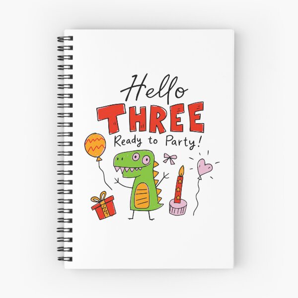 Item preview, Hello Three Ready to Party 3rd Birthday Cute Dinosaur Kids T-Shirt | Three-Rex Toddler Dino Party 3 Year Old Birthday Boy Girl Gift designed and sold by illeN-Art-World.