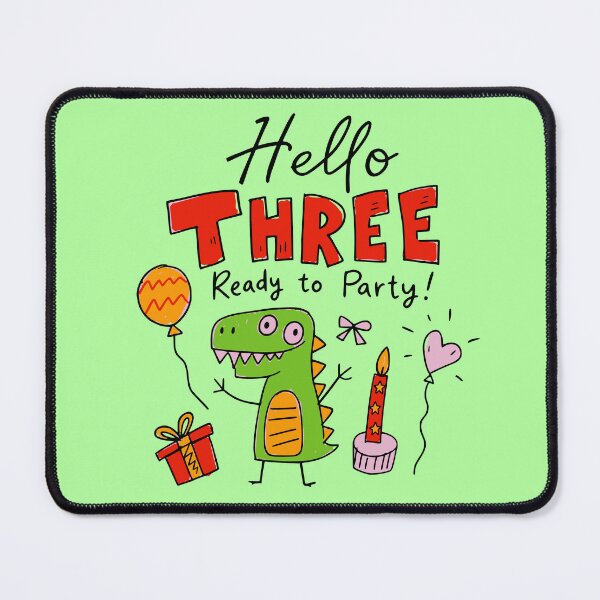 Item preview, Hello Three Ready to Party 3rd Birthday Cute Dinosaur Kids T-Shirt | Three-Rex Toddler Dino Party 3 Year Old Birthday Boy Girl Gift designed and sold by illeN-Art-World.