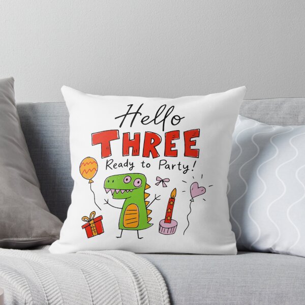 Item preview, Hello Three Ready to Party 3rd Birthday Cute Dinosaur Kids T-Shirt | Three-Rex Toddler Dino Party 3 Year Old Birthday Boy Girl Gift designed and sold by illeN-Art-World.