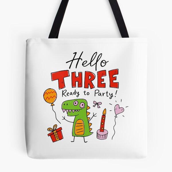 Item preview, Hello Three Ready to Party 3rd Birthday Cute Dinosaur Kids T-Shirt | Three-Rex Toddler Dino Party 3 Year Old Birthday Boy Girl Gift designed and sold by illeN-Art-World.
