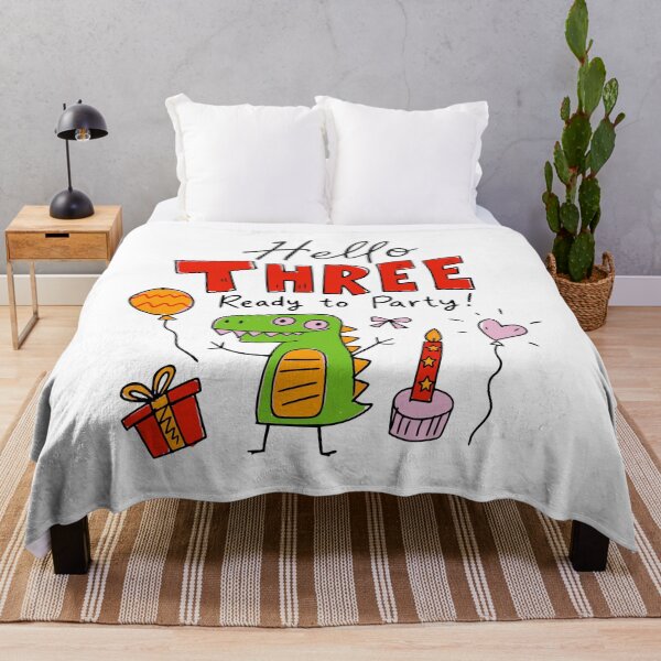 Item preview, Hello Three Ready to Party 3rd Birthday Cute Dinosaur Kids T-Shirt | Three-Rex Toddler Dino Party 3 Year Old Birthday Boy Girl Gift designed and sold by illeN-Art-World.