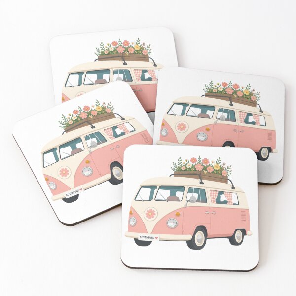 Item preview, Pink Vintage Floral Camper Van Illustration designed and sold by Cerys-GS.