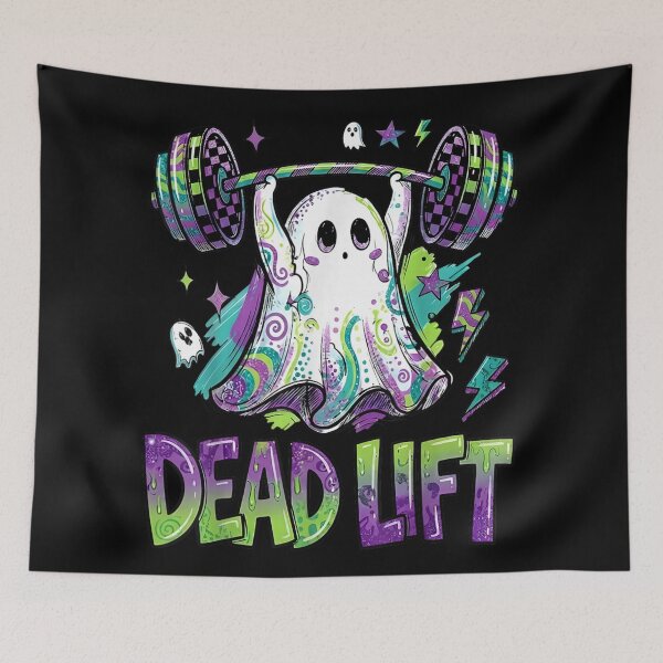 Item preview, Dead Lift Cute Ghost Weightlifting Funny Halloween Gym Fitness Motivation Design designed and sold by DaphoLatara.