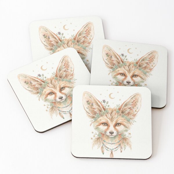 Item preview, Boho Fennec Fox Celestial Botanical Watercolor Art Print designed and sold by TheMinimalFrame.