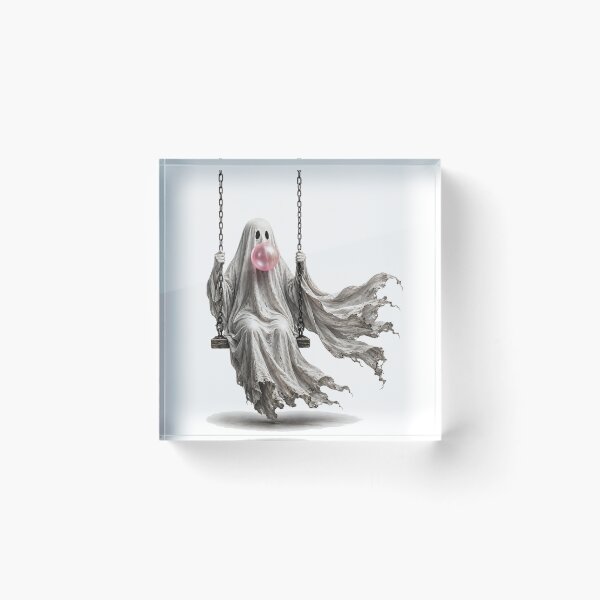 Item preview, Cute Ghost Blowing Bubble Gum Swinging Spooky Halloween Aesthetic Fun Decor designed and sold by DaphoLatara.