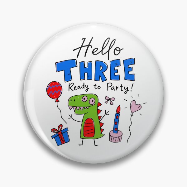 Item preview, Hello Three Ready to Party 3rd Birthday Cute Dinosaur Kids T-Shirt designed and sold by illeN-Art-World.
