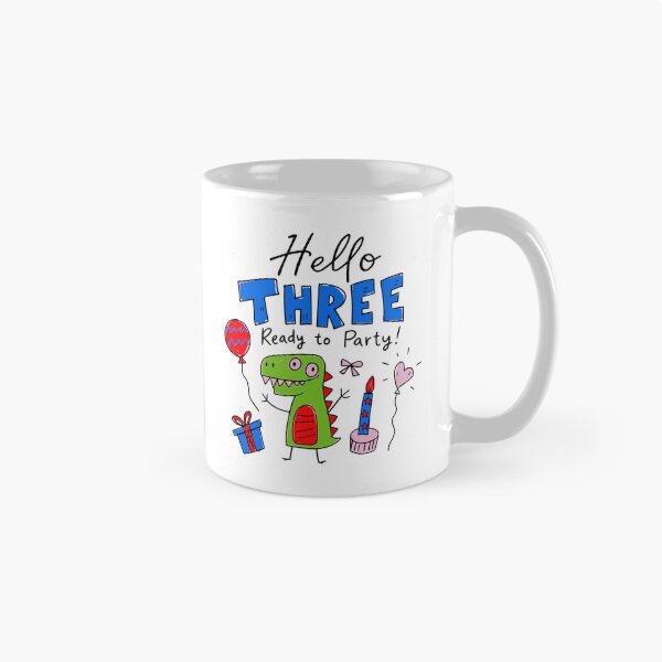 Item preview, Hello Three Ready to Party 3rd Birthday Cute Dinosaur Kids T-Shirt designed and sold by illeN-Art-World.