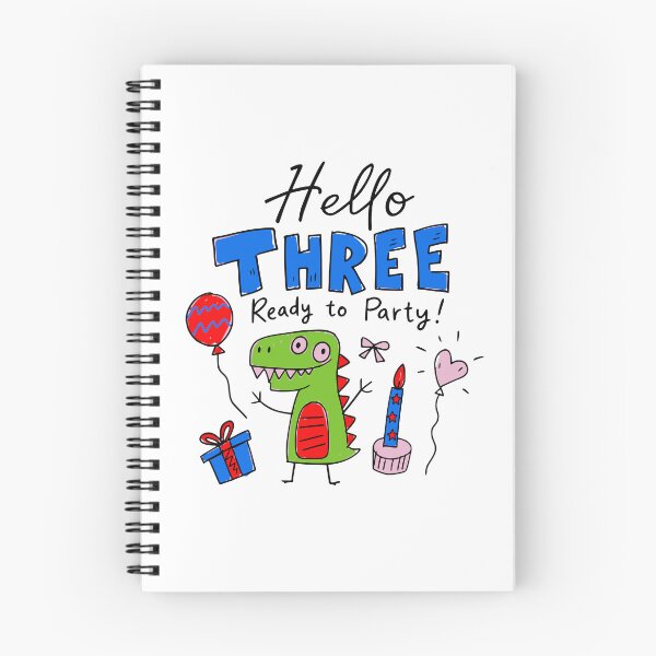 Item preview, Hello Three Ready to Party 3rd Birthday Cute Dinosaur Kids T-Shirt designed and sold by illeN-Art-World.