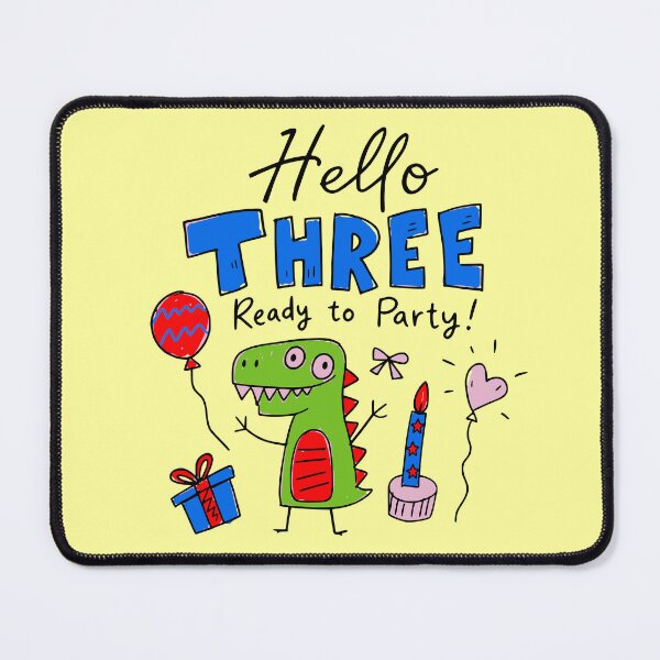 Item preview, Hello Three Ready to Party 3rd Birthday Cute Dinosaur Kids T-Shirt designed and sold by illeN-Art-World.