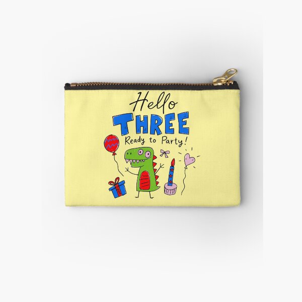 Item preview, Hello Three Ready to Party 3rd Birthday Cute Dinosaur Kids T-Shirt designed and sold by illeN-Art-World.