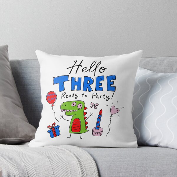 Item preview, Hello Three Ready to Party 3rd Birthday Cute Dinosaur Kids T-Shirt designed and sold by illeN-Art-World.